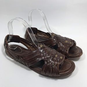 Frye Huarache Strappy Brown Leather Sandals Flats